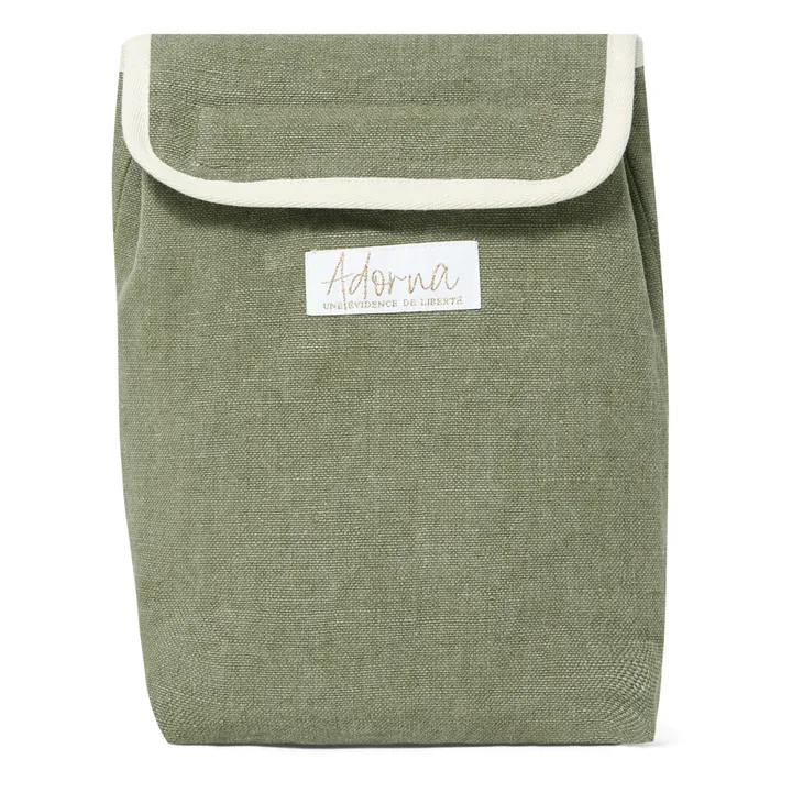 Lunch bag isotherme en lin | Vert kaki- Image produit n°0