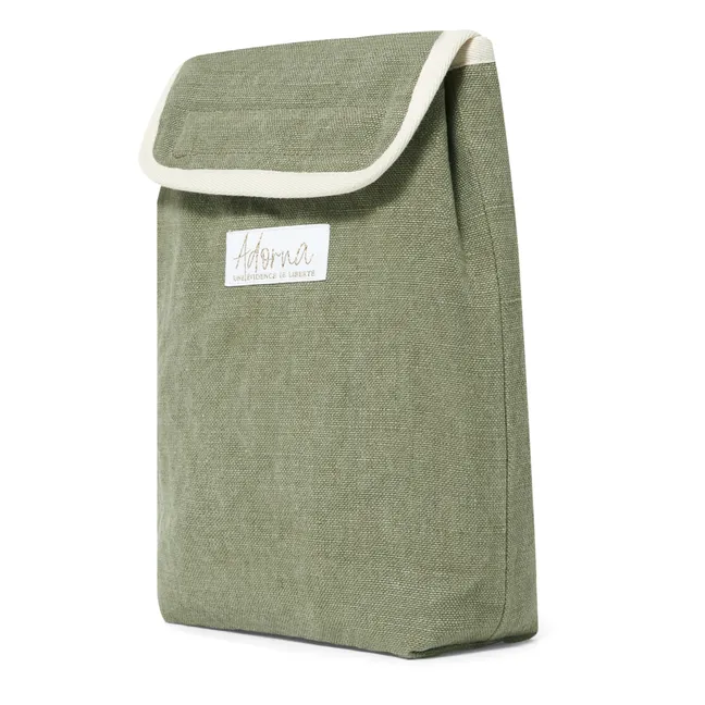 Lunch Bag Isotherme en Lin Laura | Vert kaki