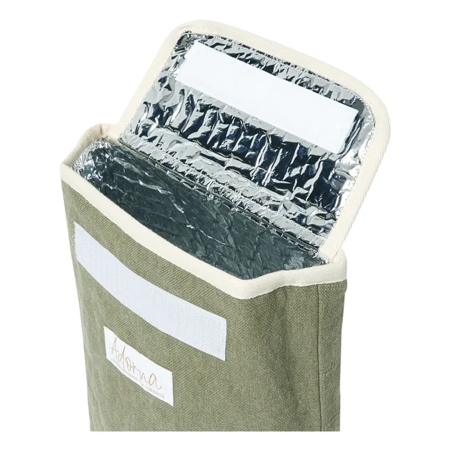 Lunch Bag Isotherme en Lin Laura | Vert kaki