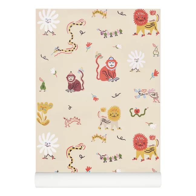 Papier-peint Monkey Fun - Marie Assénat x Nofred | Beige