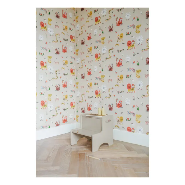 Papier-peint Monkey Fun - Marie Assénat x Nofred | Beige