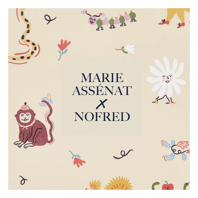 Papier-peint Monkey Fun - Marie Assénat x Nofred | Beige