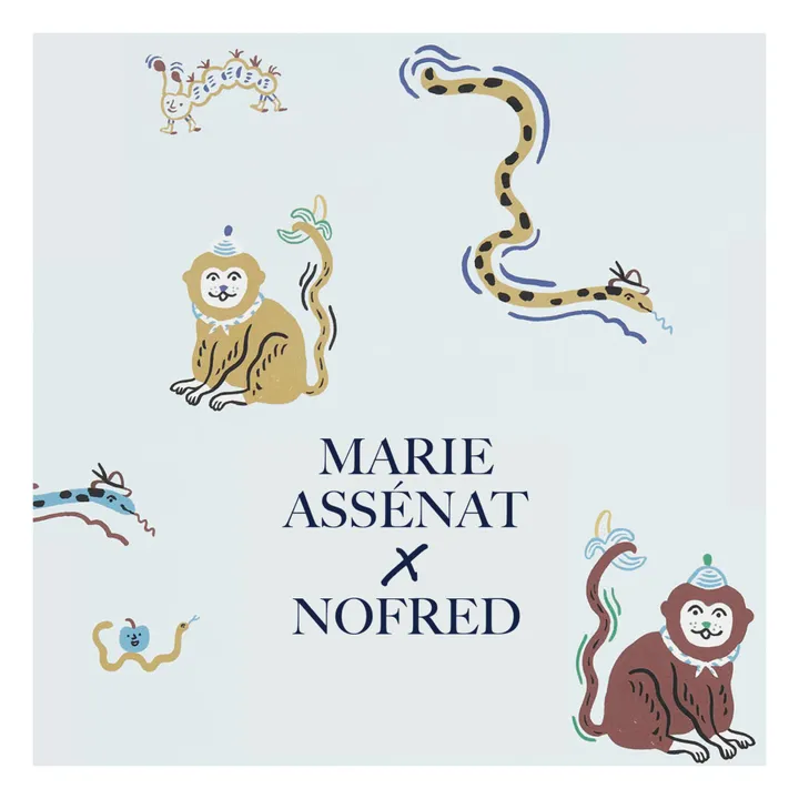 Papel pintado Monkey Fun - Marie Assénat y Nofred | Azul Cielo- Imagen del producto n°2