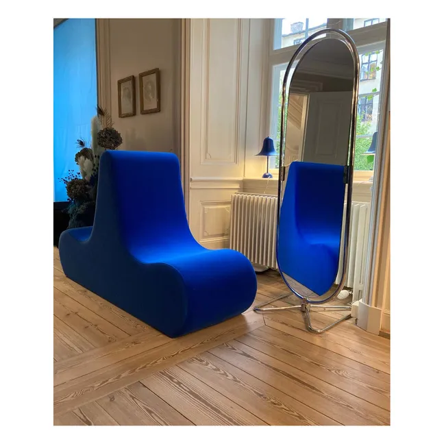 Module double lounge Welle en velours  | Bleu