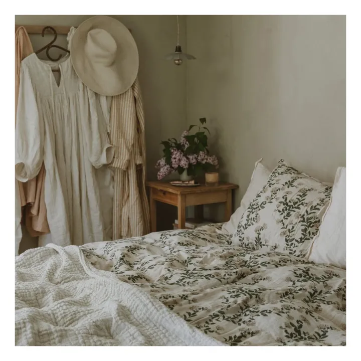 Housse de couette Honeysuckle en mousseline de coton | Ecru- Image produit n°1
