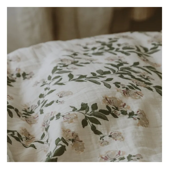 Housse de couette Honeysuckle en mousseline de coton | Ecru- Image produit n°2