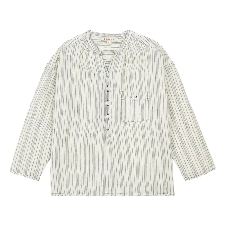 Adonis Striped Linen Kurta Shirt | Ecru- Product image n°0