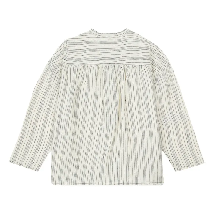 Adonis Striped Linen Kurta Shirt | Ecru- Product image n°3