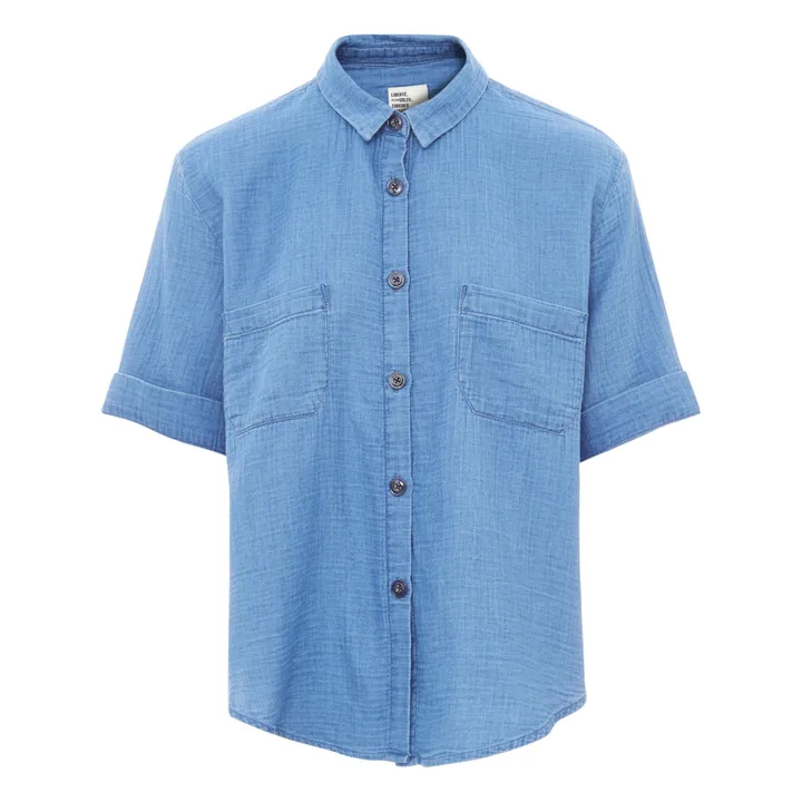 Camisa Olga gasa de algodón | Azul- Imagen del producto n°0
