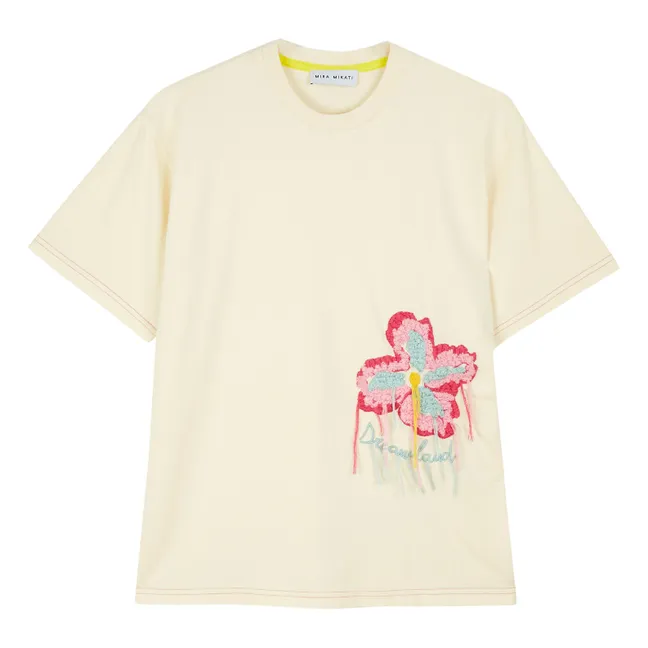 T-shirt Dreamland, con ricami, in cotone biologico | Ecru