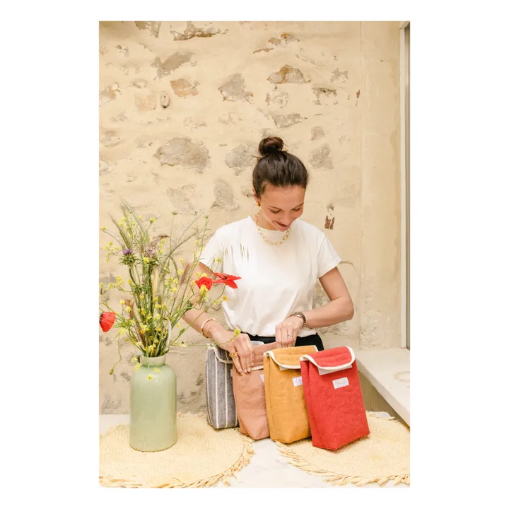 Lunch bag isotherme en lin | Terracotta- Image produit n°8