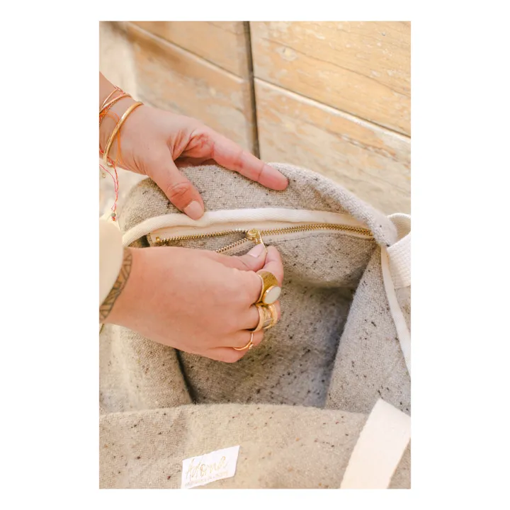 Borsa Cabas, in lana e lino | Beige color naturale- Immagine del prodotto n°7