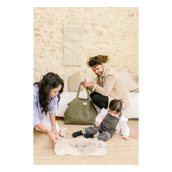 Sac week-end en lin | Vert kaki- Image produit n°1