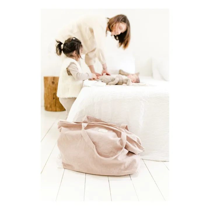 Sac week-end en lin | Rose poudré- Image produit n°1