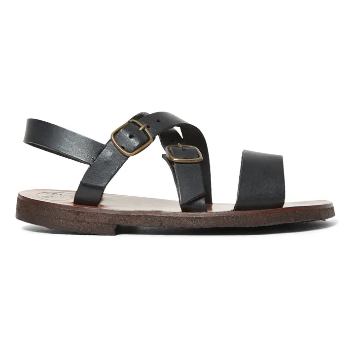 Sandalen mit doppelter Schnalle | Schwarz- Produktbild Nr. 0