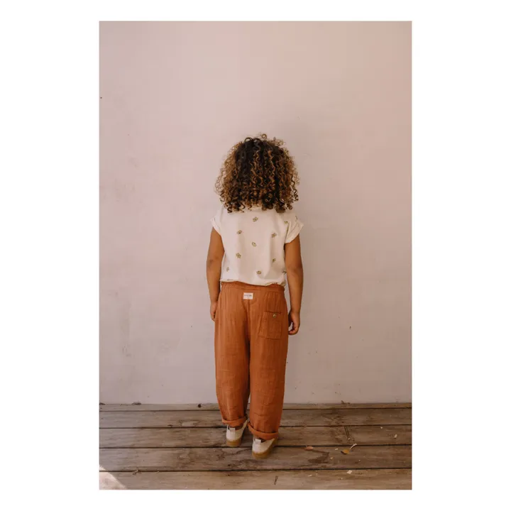 Cousin Organic Cotton Muslin Trousers | Caramel- Product image n°2