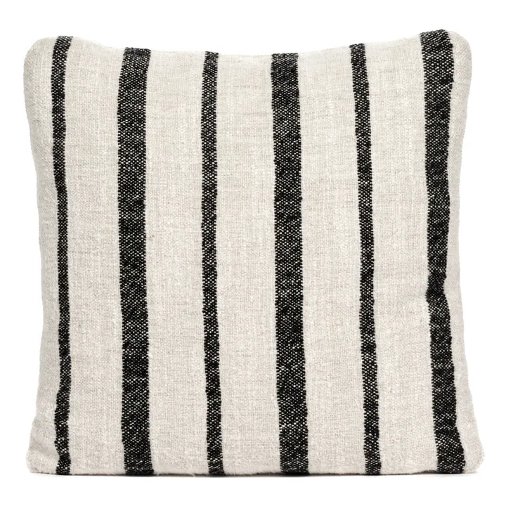 Coussin en lin Rudolph à rayures | Noir- Image produit n°0