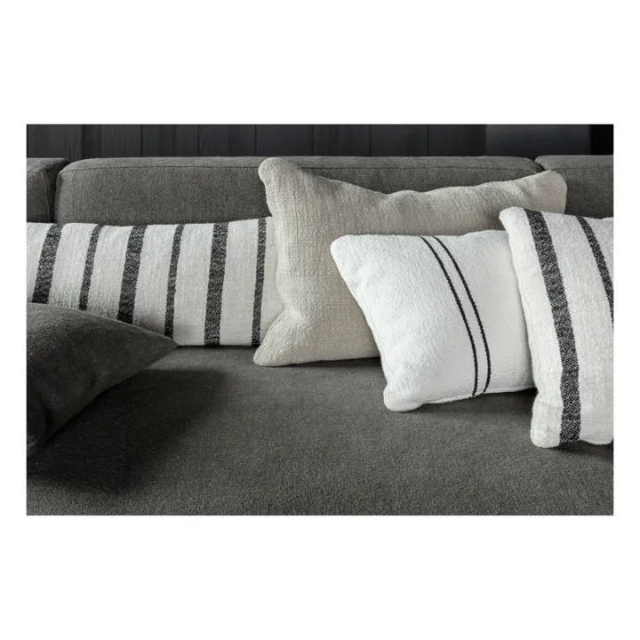Coussin en lin Rudolph à rayures | Noir- Image produit n°1
