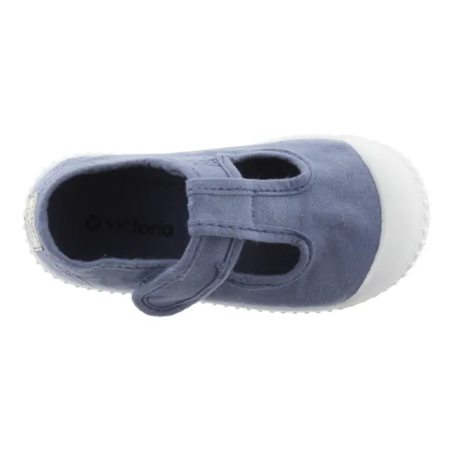 Sandalia Tira Lona Velcro Sneakers | Blue