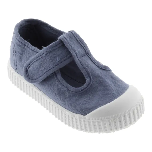 Sandalia Tira Lona Velcro Sneakers | Blue