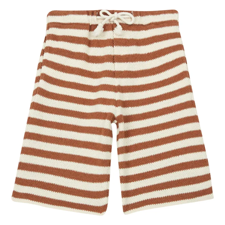 Striped Knit Shorts | Chocolate- Product image n°0