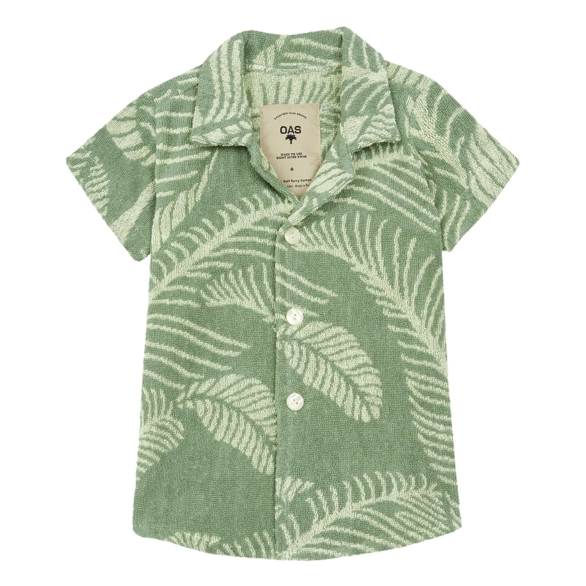 OAS - Banana Leaf Cuba Terry Cloth Short Sleeve Shirt - Green