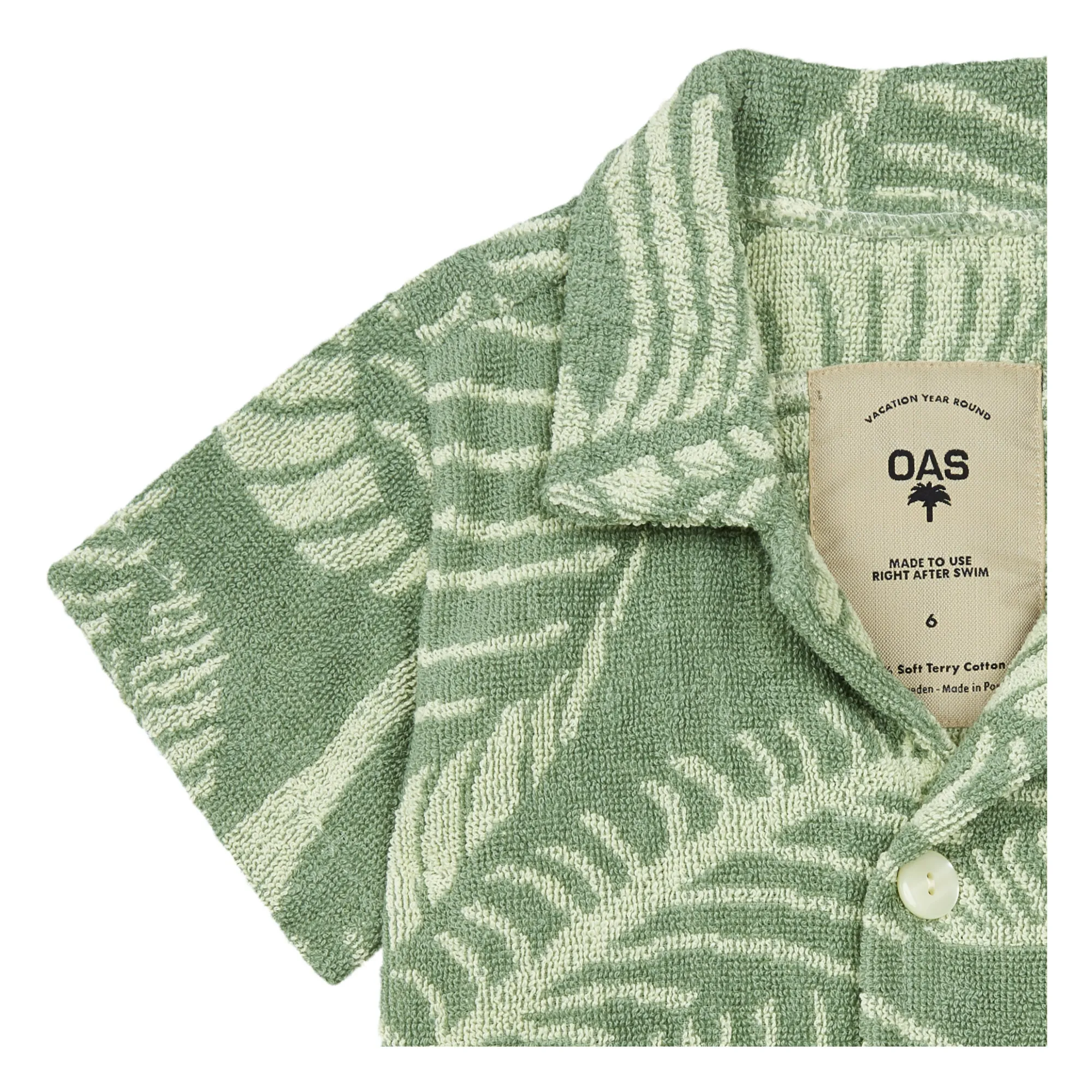 OAS - Banana Leaf Cuba Terry Cloth Short Sleeve Shirt - Green