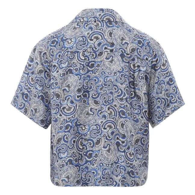 Hemd Alabama Seidenköper mit Print  | Blau