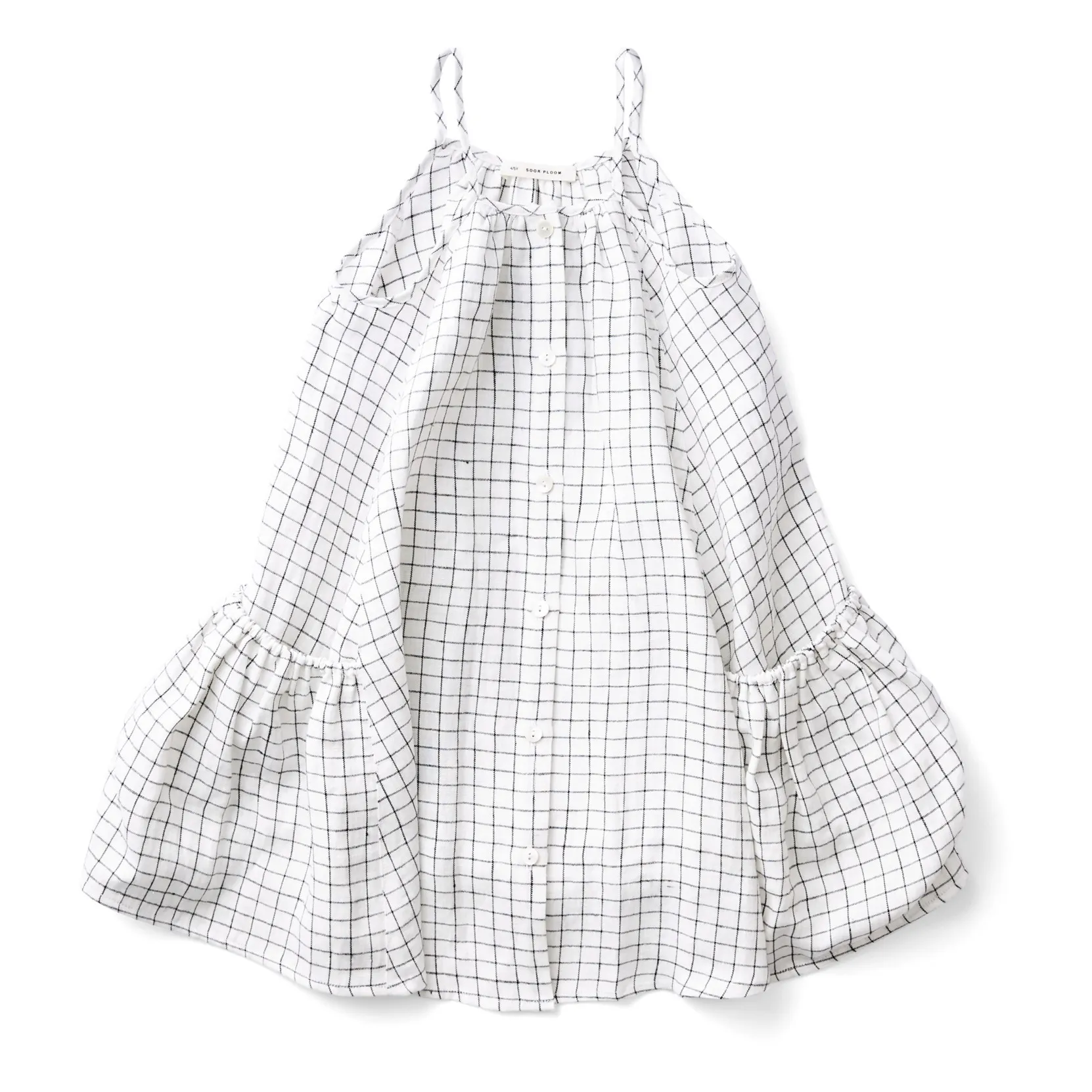 Prim Checked Linen Dress | Ecru
