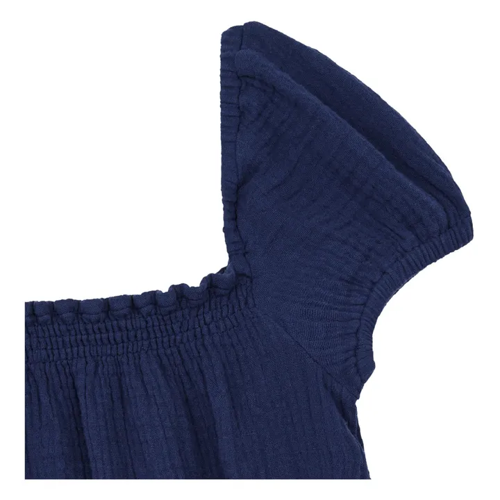 Exclusivité Emile et Ida x Smallabe - Robe Gaze de Coton | Bleu marine- Image produit n°1