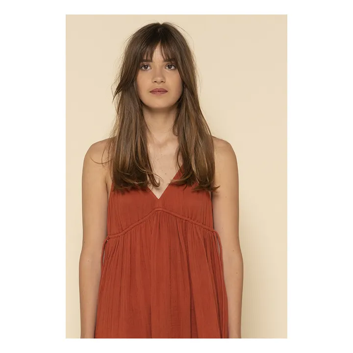 Vestito Bari, in garza di cotone | Rosso mattone- Immagine del prodotto n°3