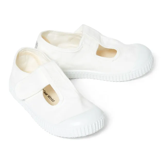Sandalia Tira Lona Velcro Sneakers | White