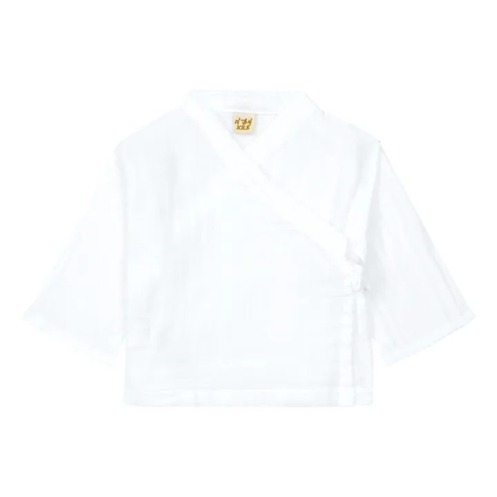 Chaqueta Kimono de algodón orgánico Theo | Blanco- Imagen del producto n°0