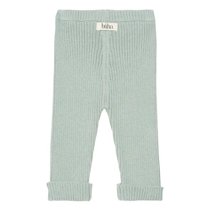 Organic Cotton Knit Leggings | Green water- Product image n°1