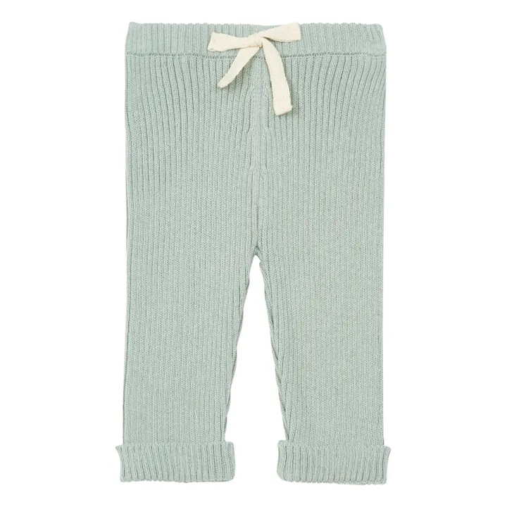Organic Cotton Knit Leggings | Green water- Product image n°0