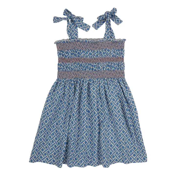 Bonita Organic Cotton Muslin Dress | Blue- Product image n°0