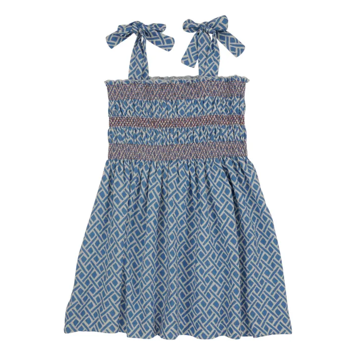 Bonita Organic Cotton Muslin Dress | Blue- Product image n°3
