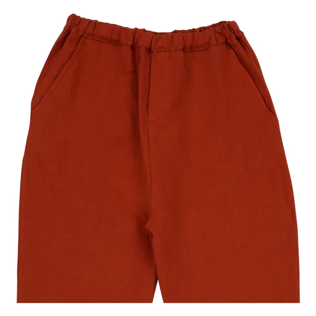 Caspar Organic Linen Trousers | Rust