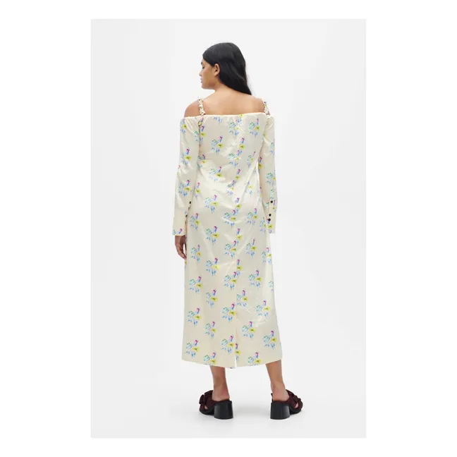 Robe Satin Froissé Imprimé Floral | Jaune pâle