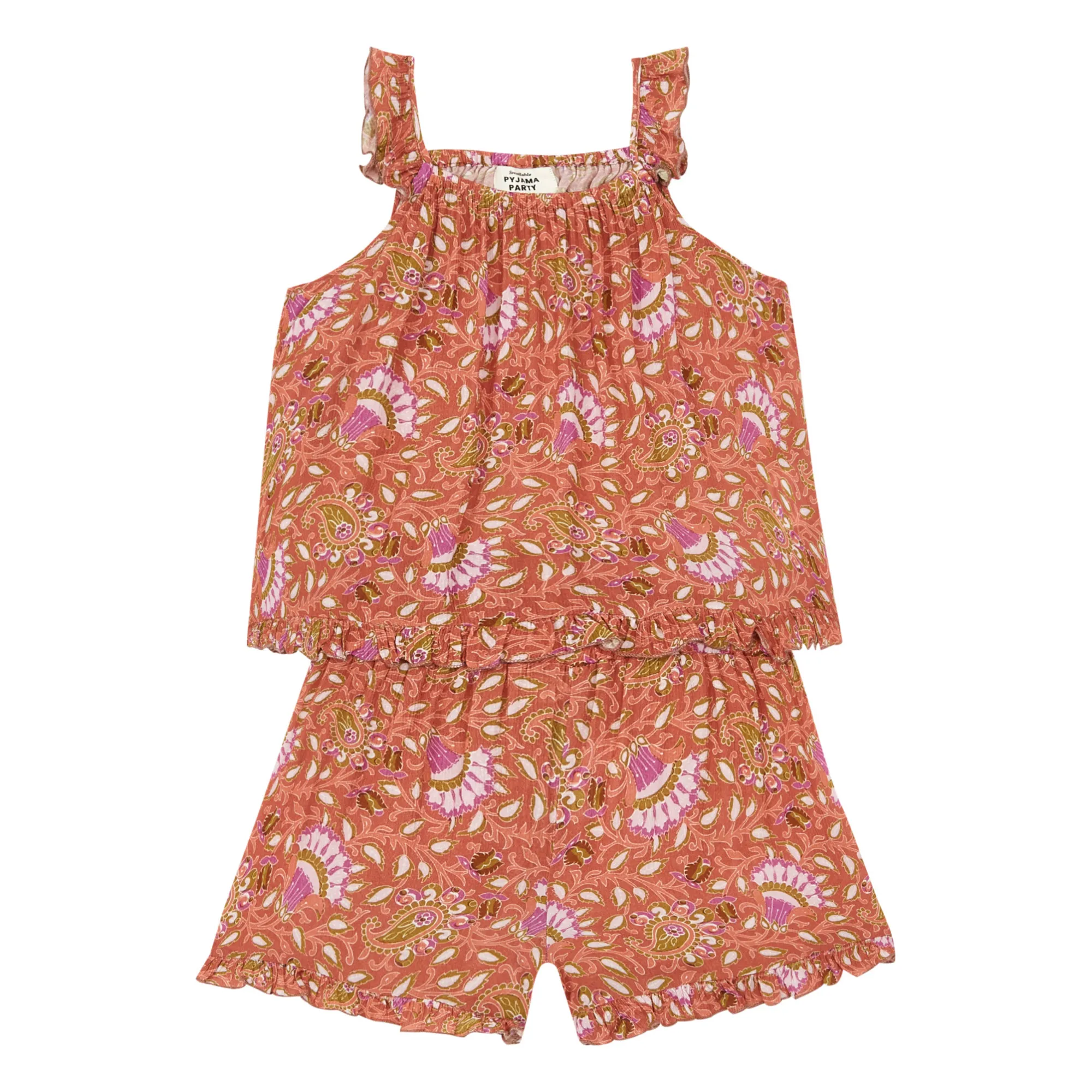 Alma Deia Rust Julia Pyjama Top + Shorts Set - X Smallable Pyjama Party Exclusive