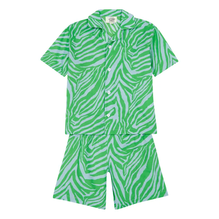 Esclusiva Suzie Winkle x Smallable Pyjama Party - Camicia del pigiama + Pantaloncini Swan | Verde- Immagine del prodotto n°0