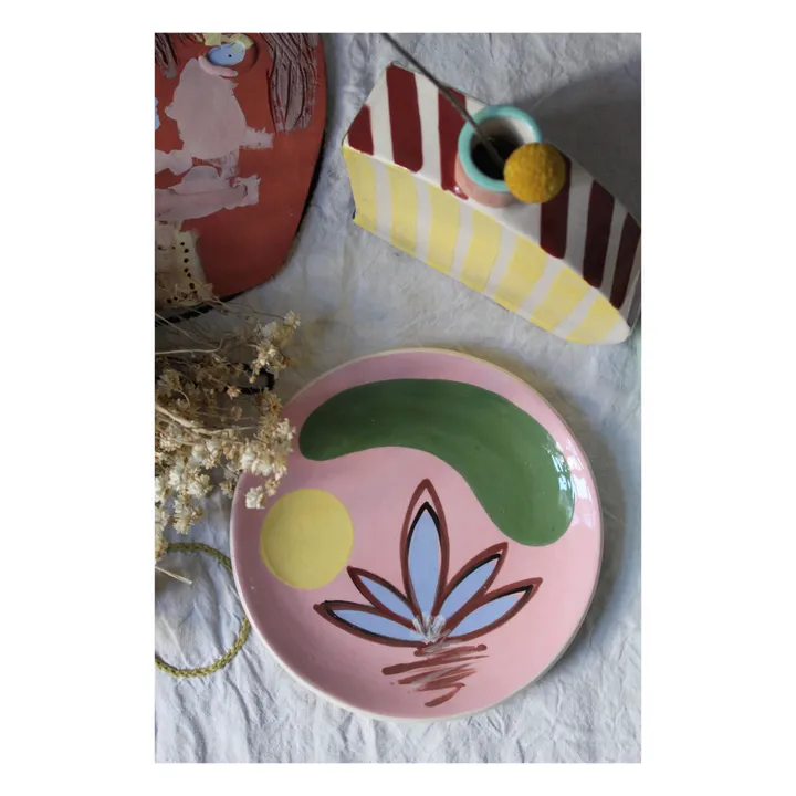 Plato Daphné Flores de cerámica | Rosa- Imagen del producto n°0