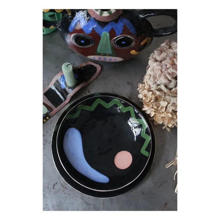 Milos Ceramic Shallow Bowl | Black- Product image n°0