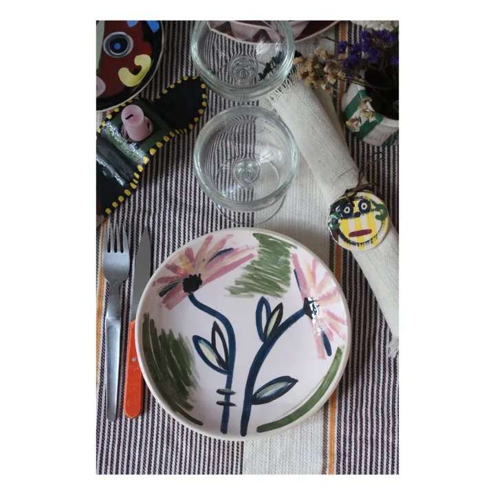 Plato Louloudia hondo de cerámica | Rosa- Imagen del producto n°0