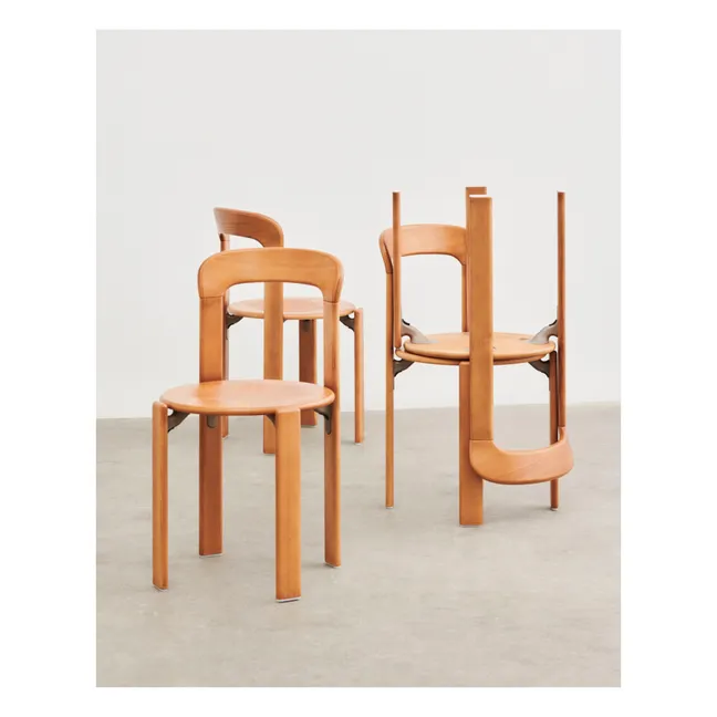 Stuhl Rey aus lackiertem Holz - Bruno Rey | Orange
