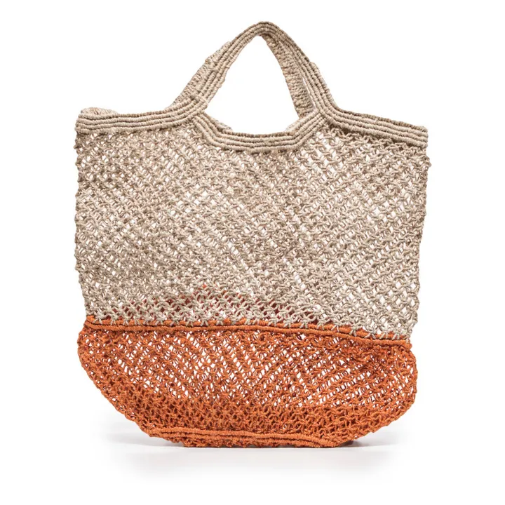 Macramé Two-Tone Jute Bag | Orange- Product image n°0