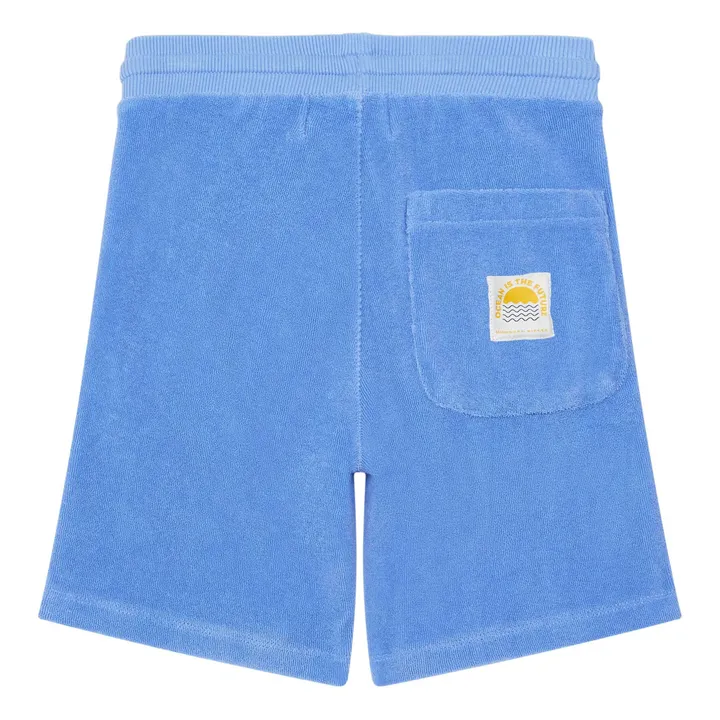 Long Organic Terry Cloth Shorts | Blue- Product image n°2