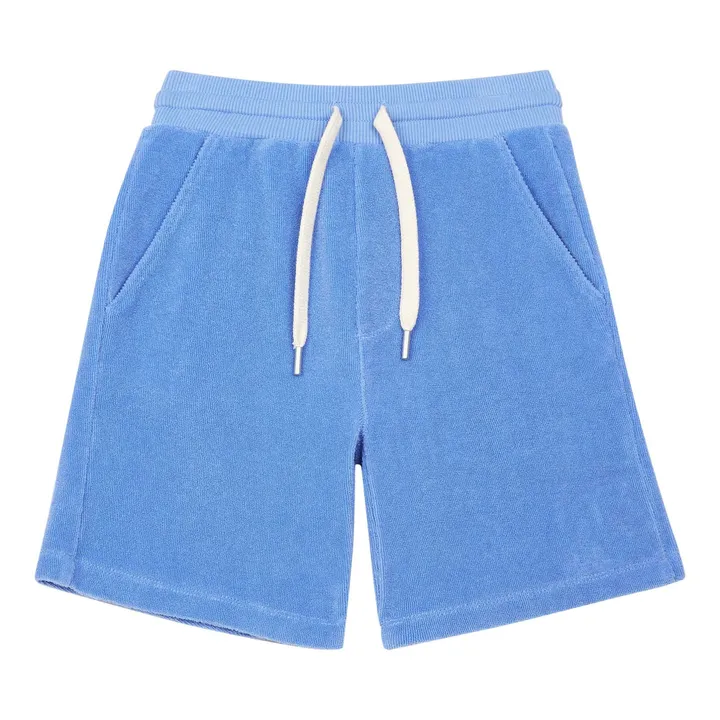Long Organic Terry Cloth Shorts | Blue- Product image n°0