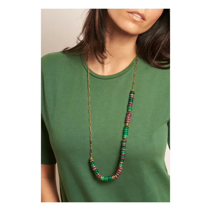 Collar de doble cadena Oasis Jeanne | Verde- Imagen del producto n°2
