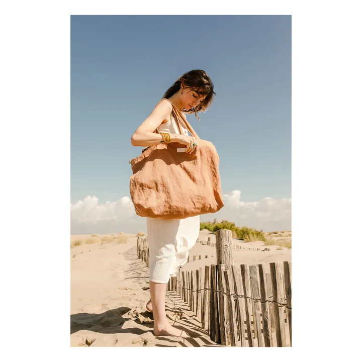 Linen Overnight Bag | Terracotta- Product image n°1